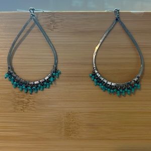 Silver and turquoise hoop earrings